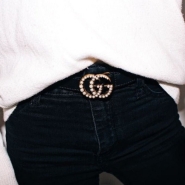 Ремень Gucci с жемчужной пряжкой GG